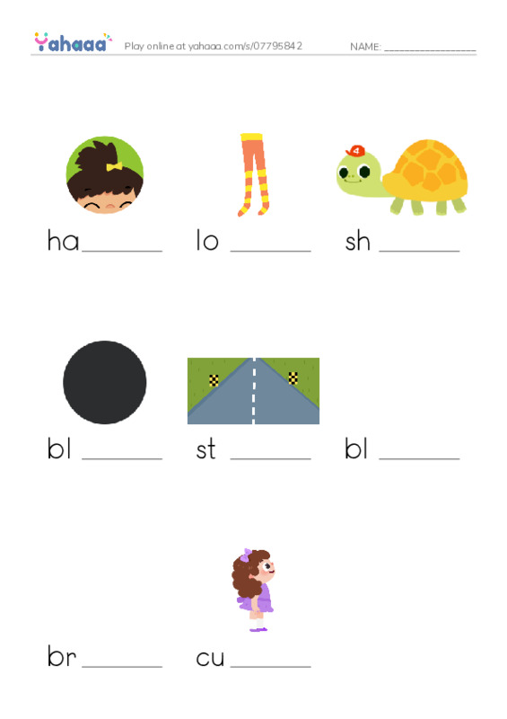 RAZ Vocabulary A: My Hair PDF worksheet to fill in words gaps