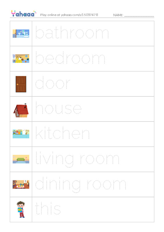 RAZ Vocabulary A: My House PDF one column image words