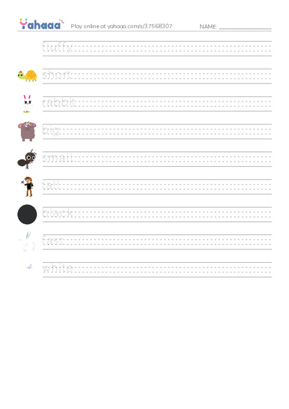 RAZ Vocabulary A: Rabbits PDF write between the lines worksheet