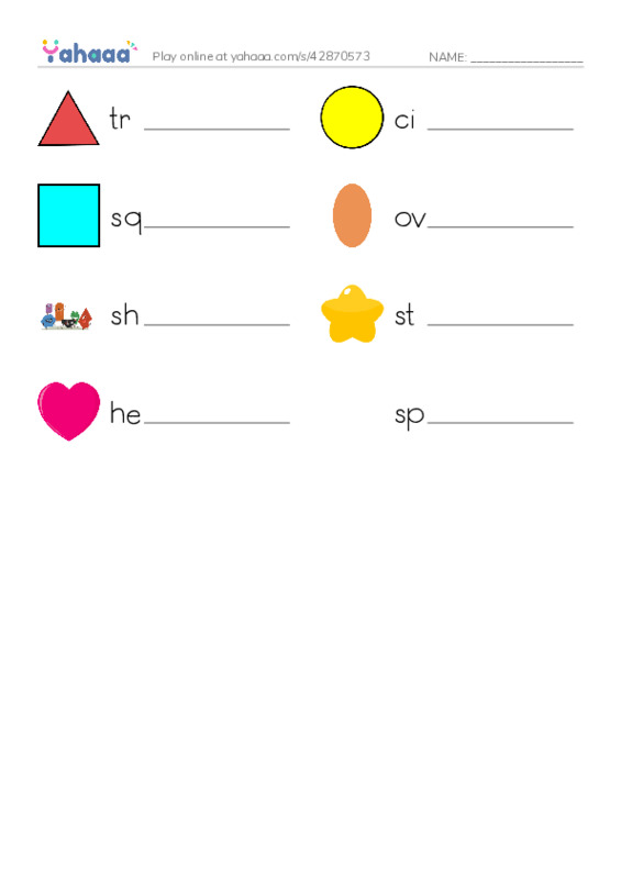 RAZ Vocabulary A: Shapes in Nature PDF worksheet writing row