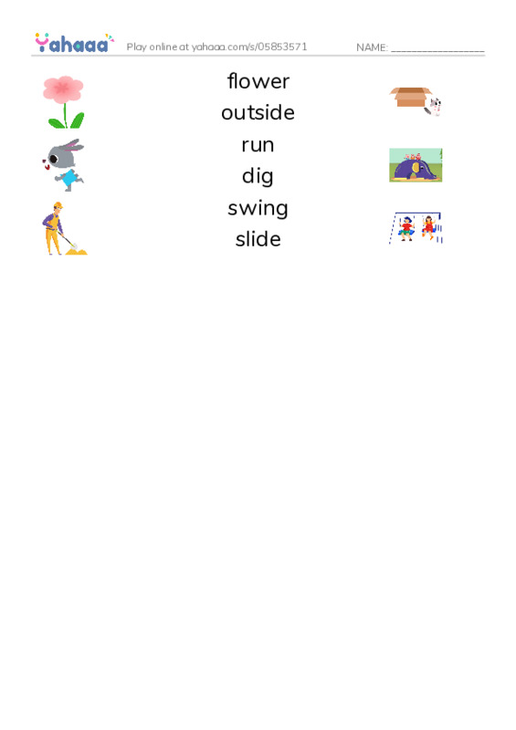 RAZ Vocabulary A: What I Like PDF three columns match words