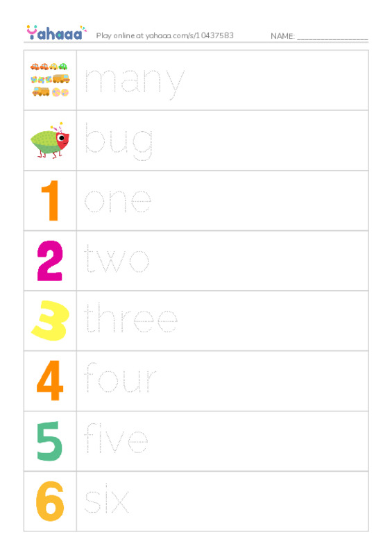 RAZ Vocabulary AAA: Counting Bugs PDF one column image words
