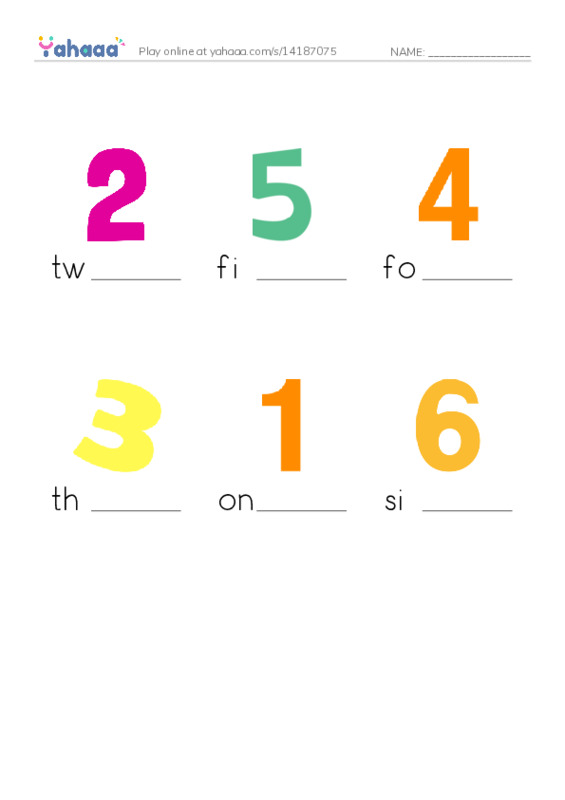 RAZ Vocabulary AAA: Counting Letters PDF worksheet to fill in words gaps