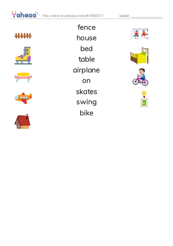 RAZ Vocabulary AAA: On PDF three columns match words