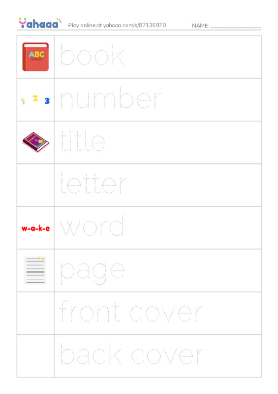 RAZ Vocabulary AAA: The Book PDF one column image words