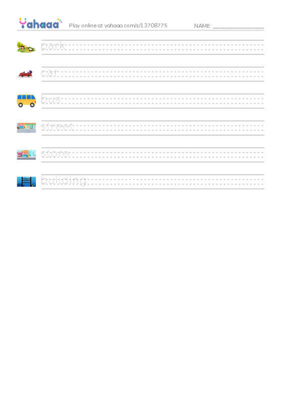RAZ Vocabulary AAA: The City PDF write between the lines worksheet