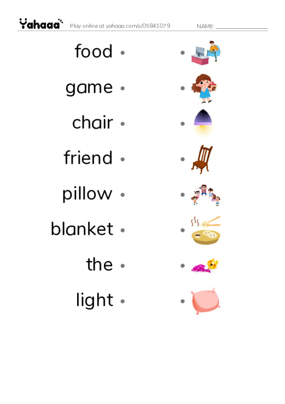 RAZ Vocabulary AAA: The Fort PDF link match words worksheet