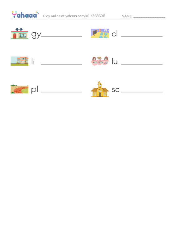RAZ Vocabulary AAA: The School PDF worksheet writing row