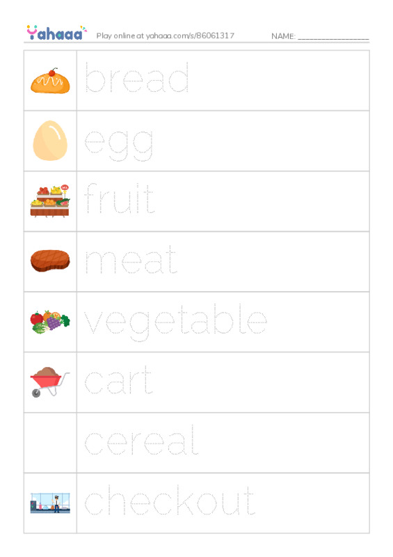 RAZ Vocabulary AAA: The Supermarket PDF one column image words