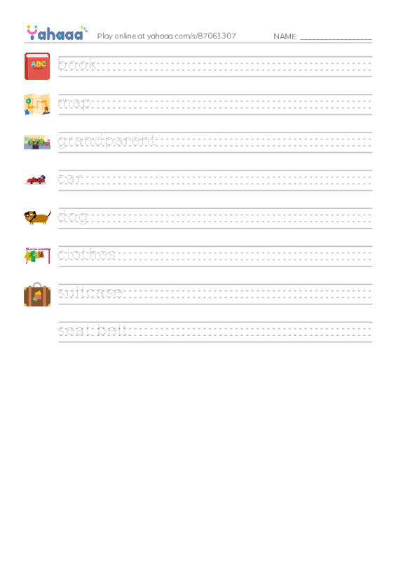 RAZ Vocabulary AAA: The Trip PDF write between the lines worksheet