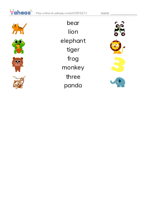 RAZ Vocabulary AAA: Three PDF three columns match words