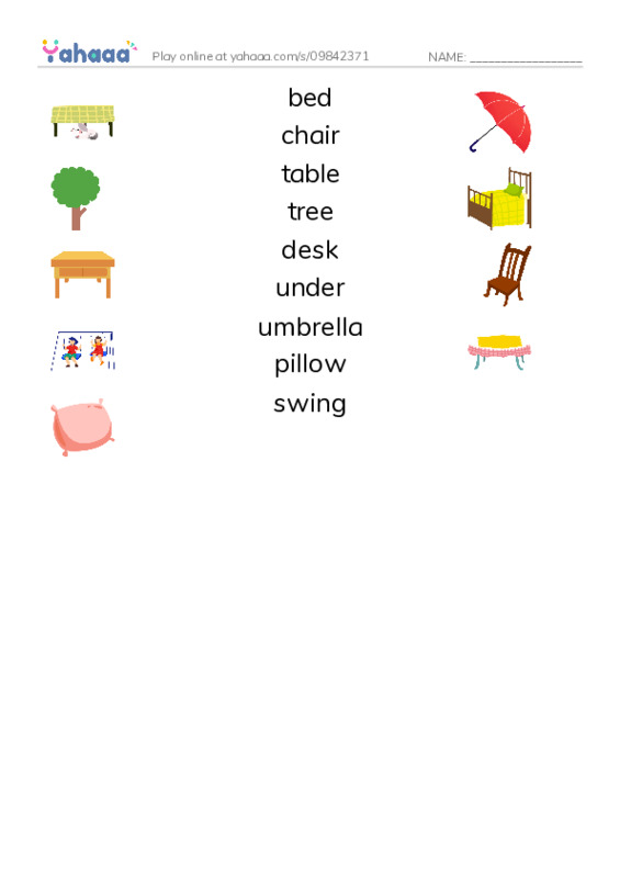RAZ Vocabulary AAA: Under PDF three columns match words