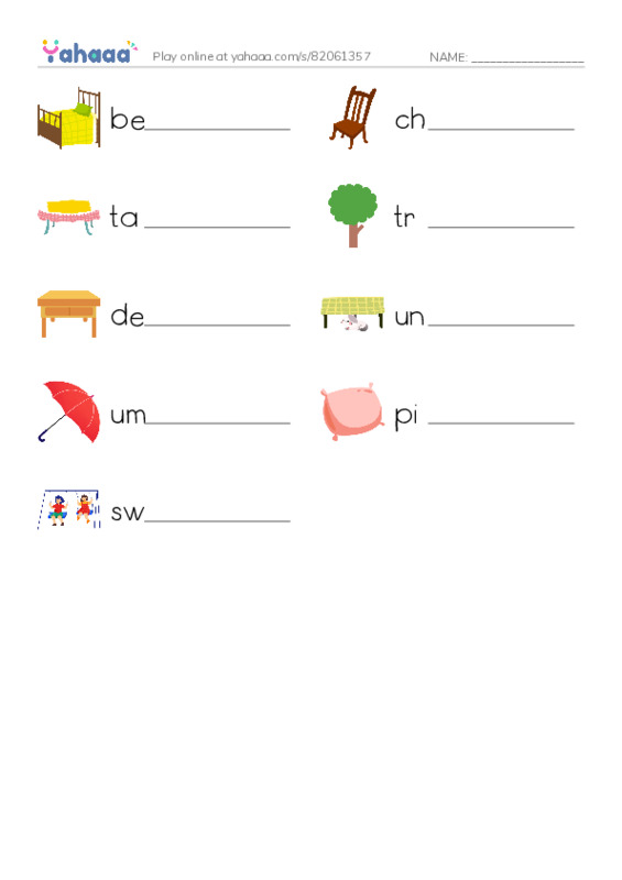 RAZ Vocabulary AAA: Under PDF worksheet writing row