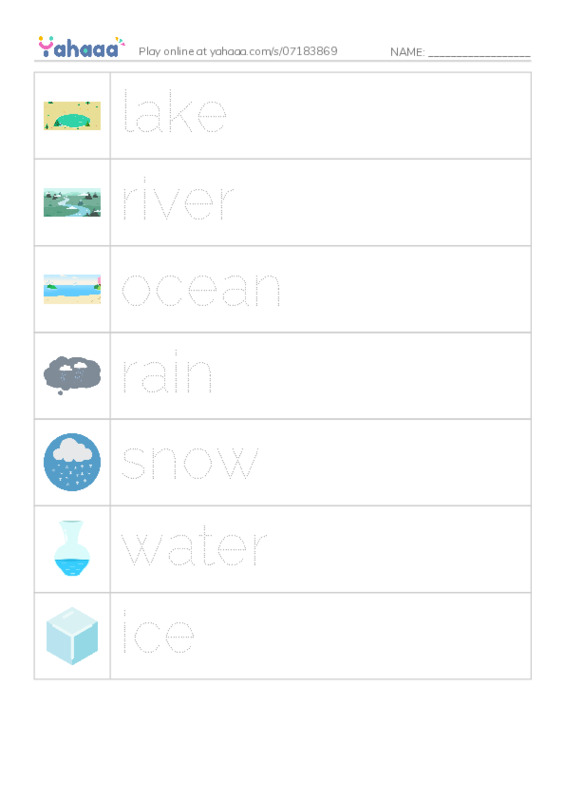 RAZ Vocabulary AAA: Water PDF one column image words