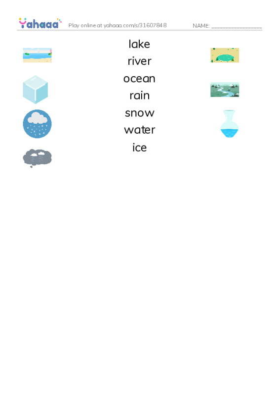 RAZ Vocabulary AAA: Water PDF three columns match words