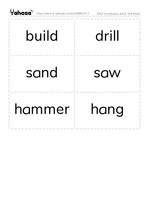 RAZ Vocabulary AAA: We Build PDF two columns flashcards