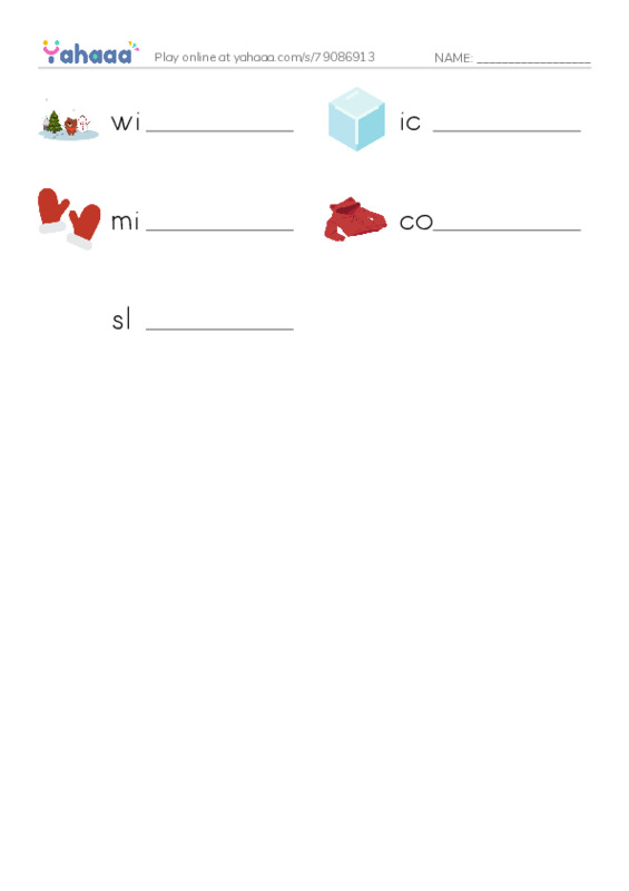 RAZ Vocabulary AAA: Winter PDF worksheet writing row