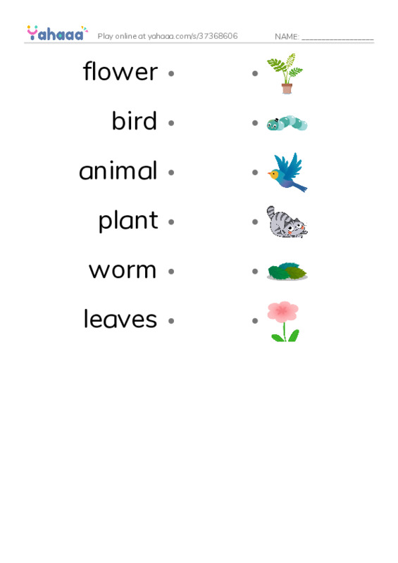 RAZ Vocabulary B: It Is Spring PDF link match words worksheet