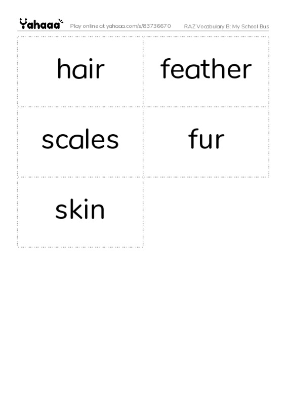RAZ Vocabulary B: My School Bus PDF two columns flashcards