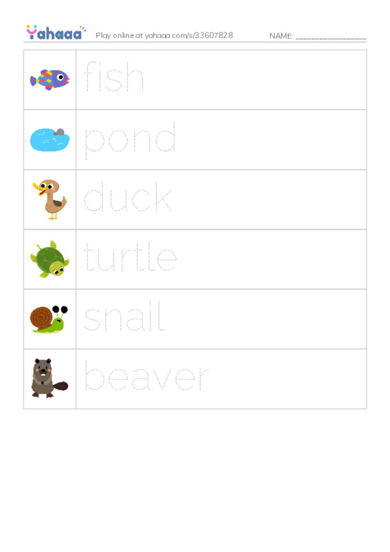 RAZ Vocabulary B: Pond Life PDF one column image words