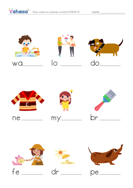RAZ Vocabulary B: Taking Care of Chase PDF worksheet to fill in words gaps
