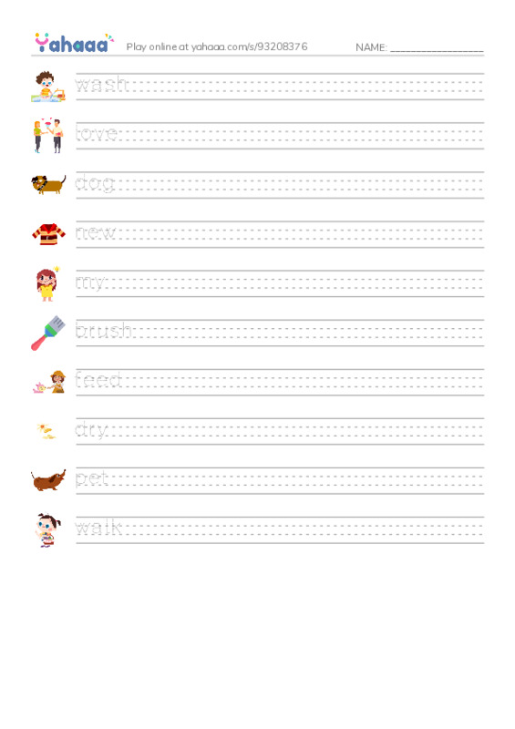 RAZ Vocabulary B: Taking Care of Chase PDF write between the lines worksheet
