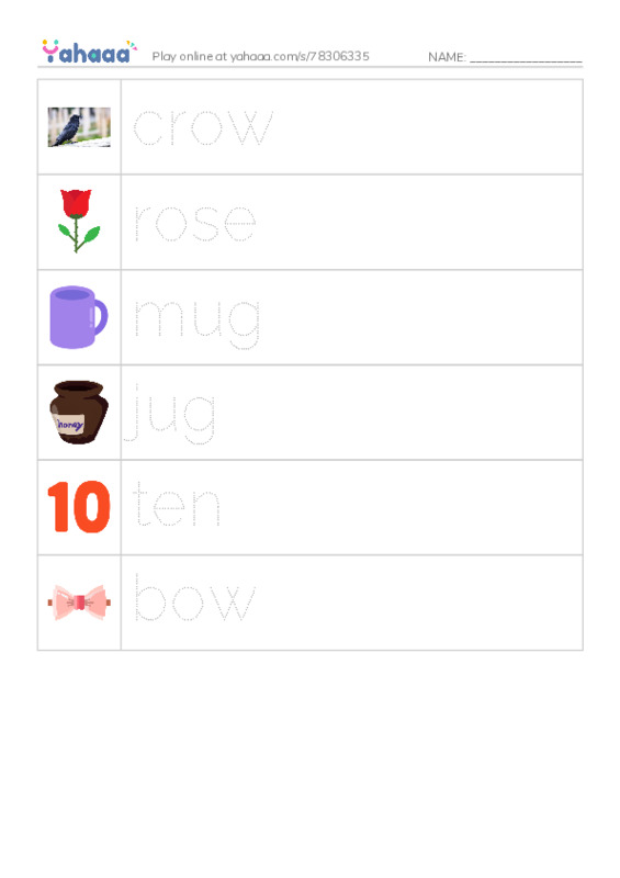 RAZ Vocabulary B: Ten PDF one column image words