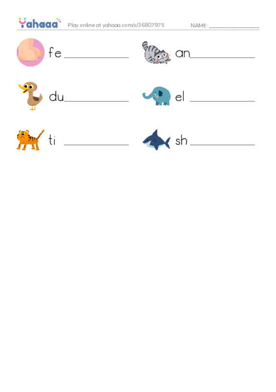 RAZ Vocabulary B: What Has These Feet PDF worksheet writing row