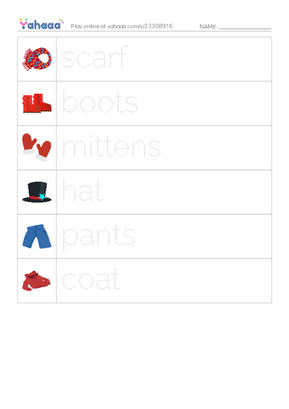 RAZ Vocabulary B: Winter Fun PDF one column image words