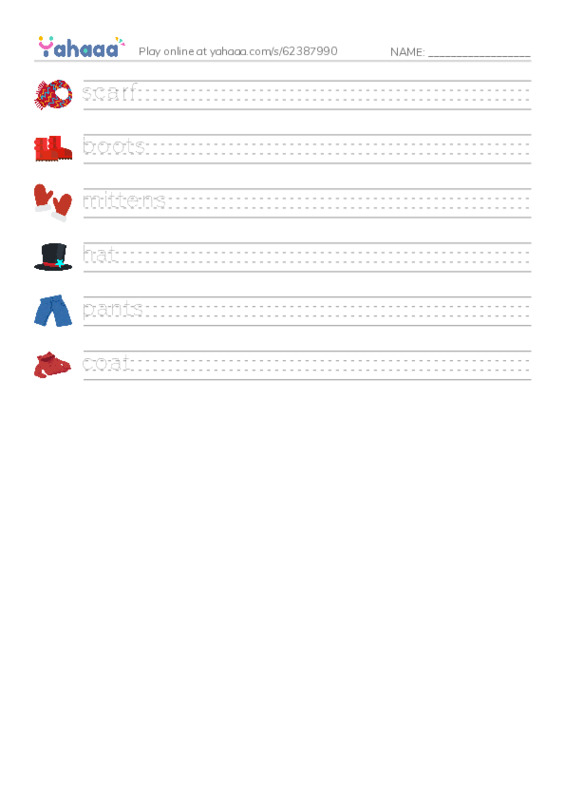 RAZ Vocabulary B: Winter Fun PDF write between the lines worksheet