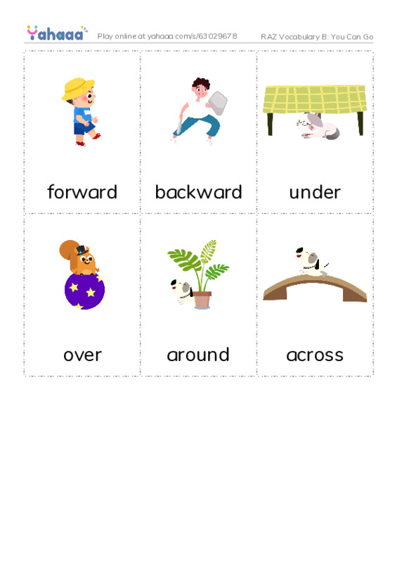 RAZ Vocabulary B: You Can Go PDF flaschards with images