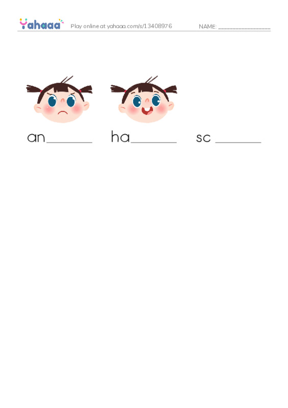 RAZ Vocabulary C: Feelings PDF worksheet to fill in words gaps