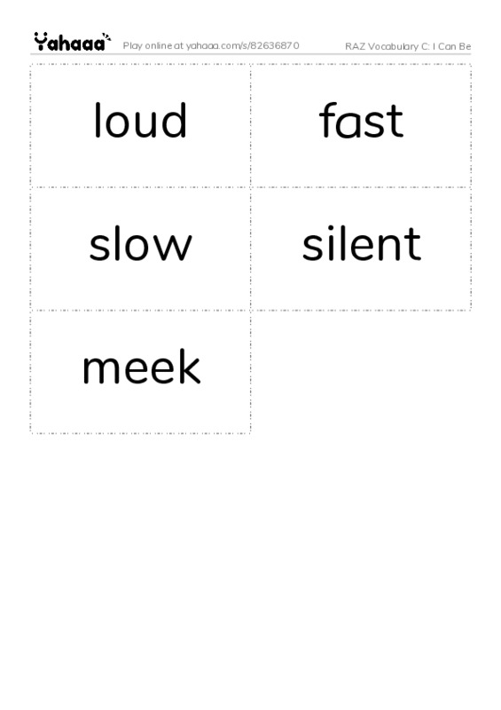 RAZ Vocabulary C: I Can Be PDF two columns flashcards