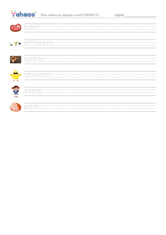 RAZ Vocabulary C: Jack and Lilys Favorite Food PDF write between the lines worksheet