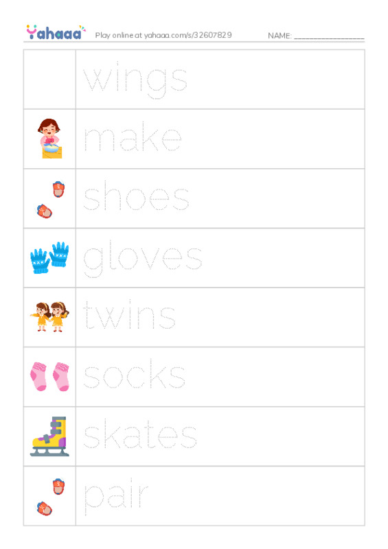 RAZ Vocabulary C: Pairs PDF one column image words