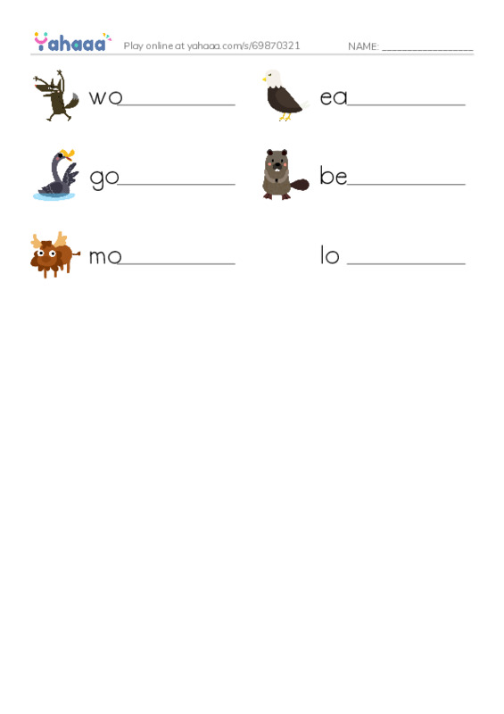 RAZ Vocabulary C: The Animals of Canada PDF worksheet writing row
