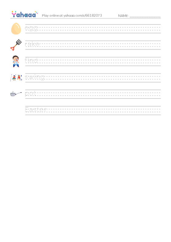 RAZ Vocabulary C: The Easter Egg Hunt PDF write between the lines worksheet