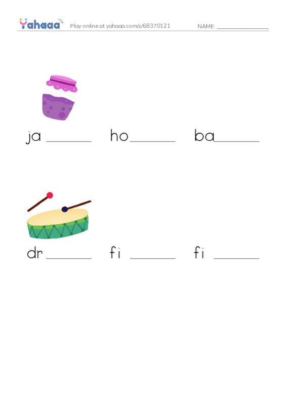 RAZ Vocabulary C: The Woodsy Band Jam PDF worksheet to fill in words gaps