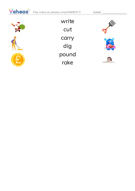 RAZ Vocabulary C: Tools PDF three columns match words