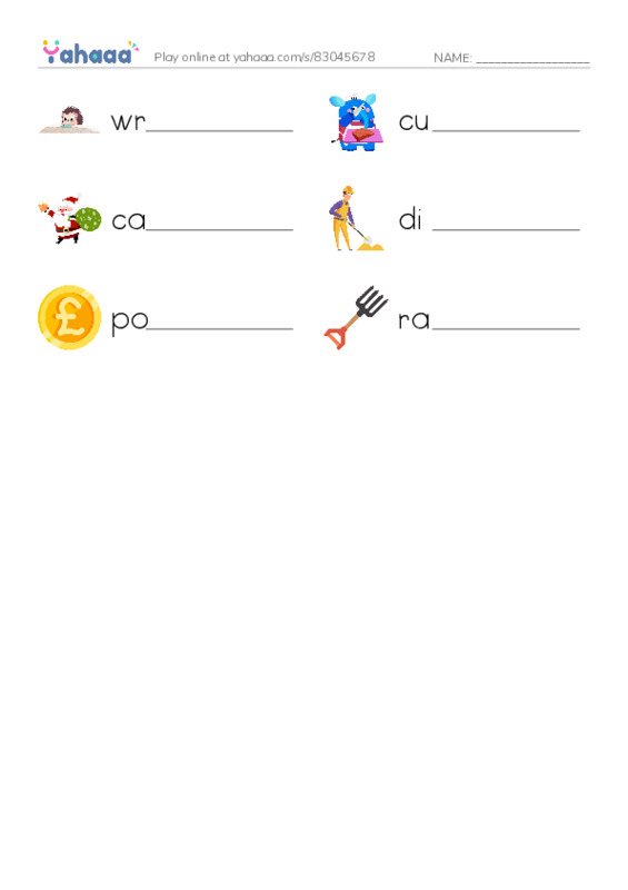 RAZ Vocabulary C: Tools PDF worksheet writing row