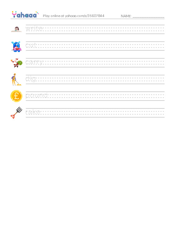 RAZ Vocabulary C: Tools PDF write between the lines worksheet