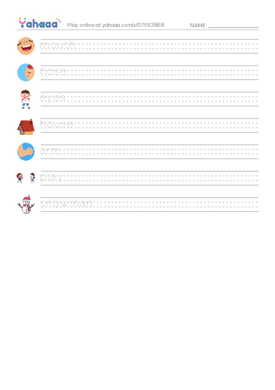 RAZ Vocabulary C: We Make a Snowman PDF write between the lines worksheet