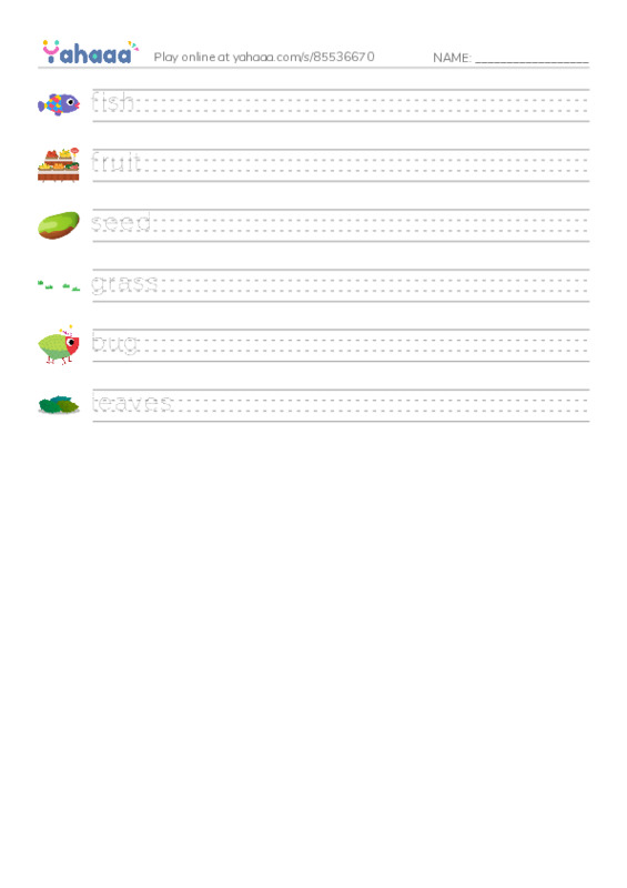 RAZ Vocabulary C: What Animals Eat PDF write between the lines worksheet
