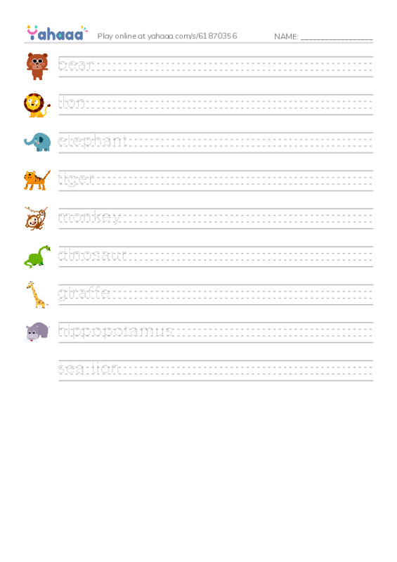 RAZ Vocabulary C: What Is at the Zoo PDF write between the lines worksheet