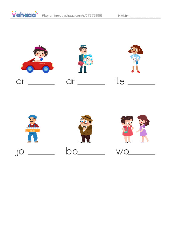 RAZ Vocabulary C: Whats My Job PDF worksheet to fill in words gaps