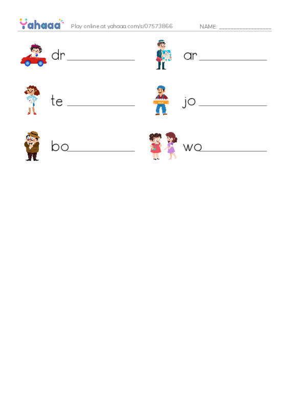RAZ Vocabulary C: Whats My Job PDF worksheet writing row