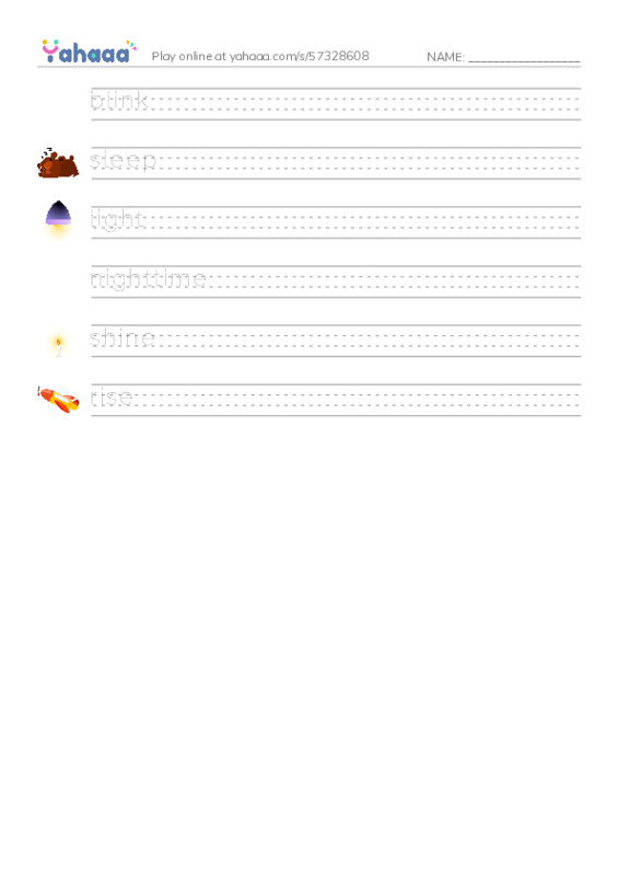 RAZ Vocabulary C: When Is Nighttime PDF write between the lines worksheet