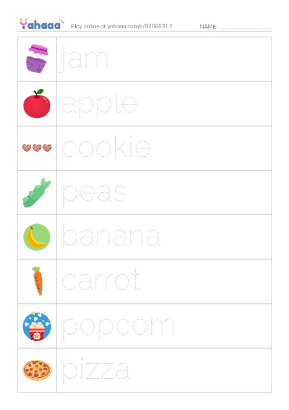 RAZ Vocabulary C: Yummy Yummy PDF one column image words