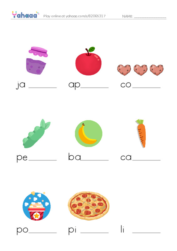 RAZ Vocabulary C: Yummy Yummy PDF worksheet to fill in words gaps