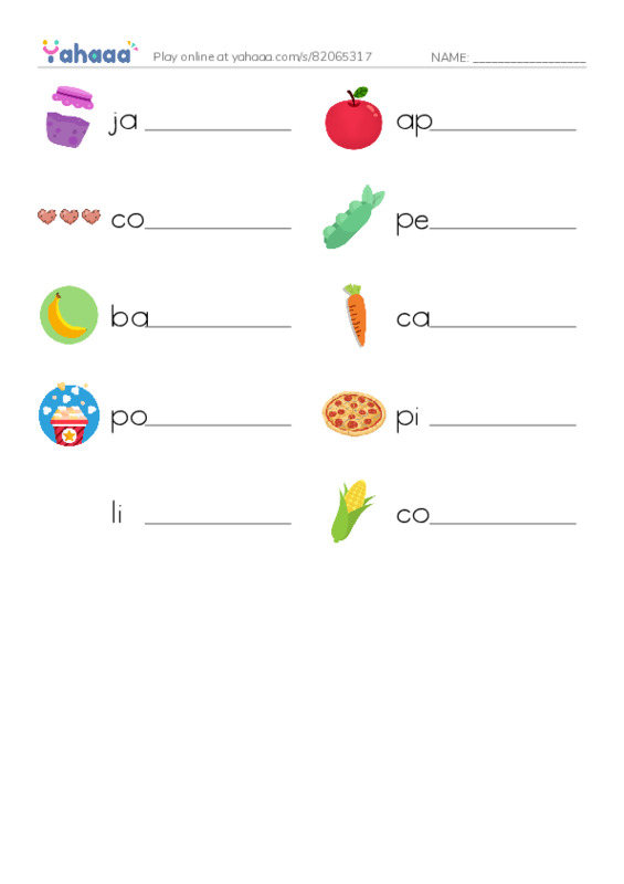 RAZ Vocabulary C: Yummy Yummy PDF worksheet writing row